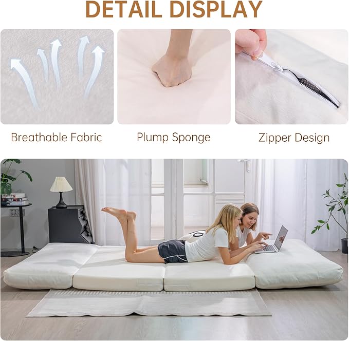 Cvortll 4-in-1 Folding Sofa Bed, Memory Foam Bean Bag Chair, Large Convertible - Image 8