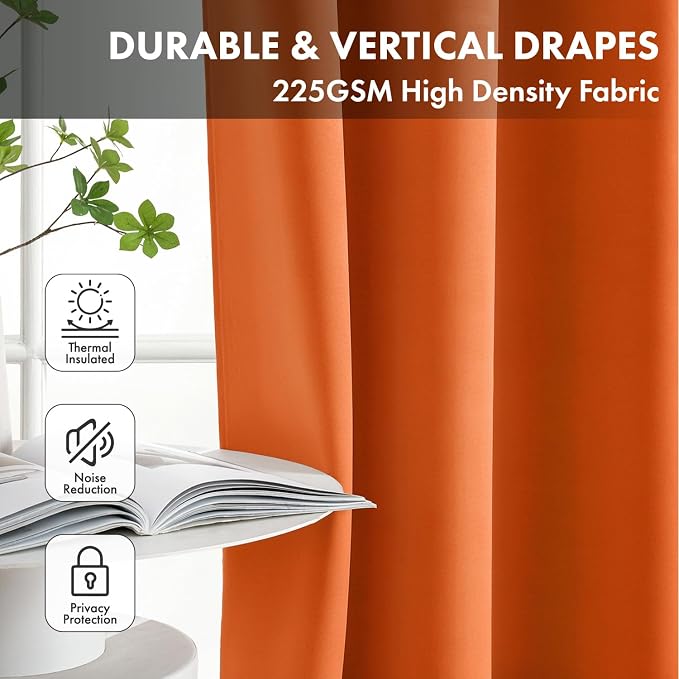 Fall Orange Blackout Curtains for Bedroom Living Room W40 x L72 Inch | 72 Inch - Image 4