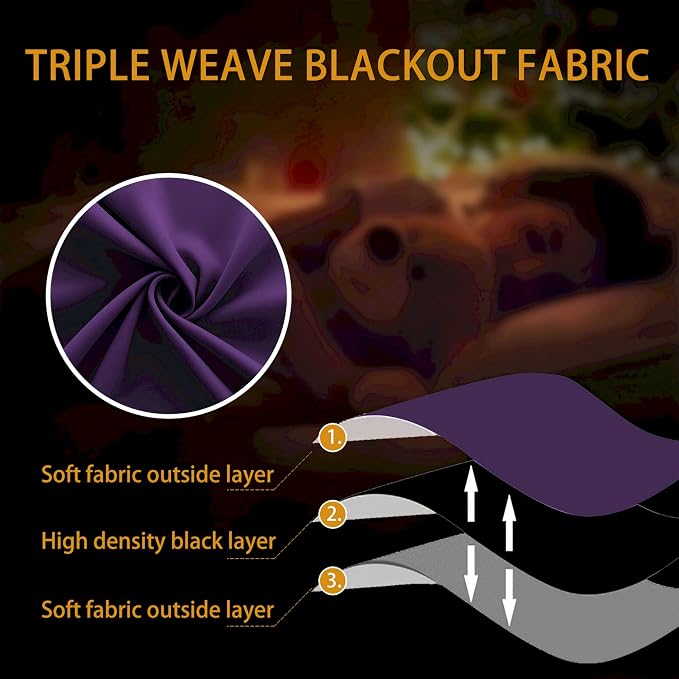KOUFALL 63 Inch Length Curtains 2 Panels Set, Royal Dark Purple - Image 7