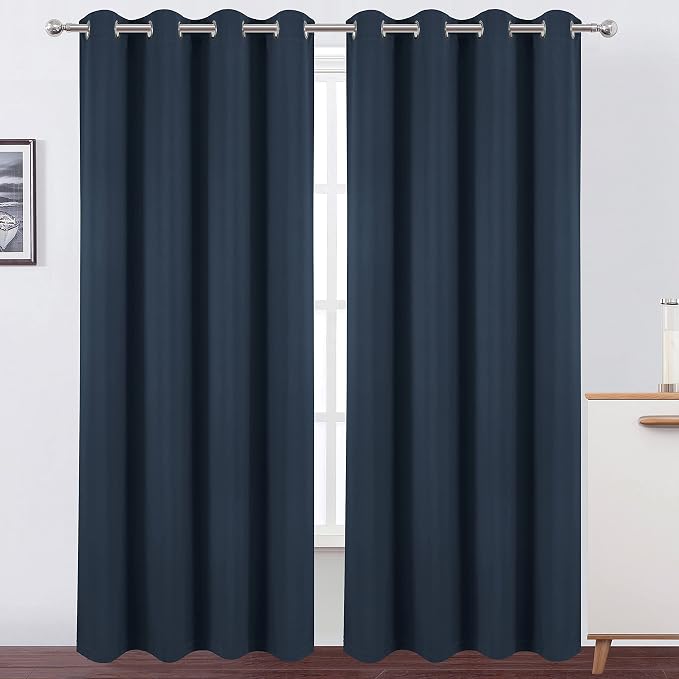 100% Blackout Navy Curtains - Image 2