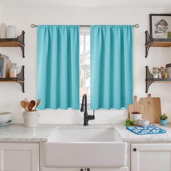 BGment Aqua Blackout Curtains 40 Inch Length by BGment