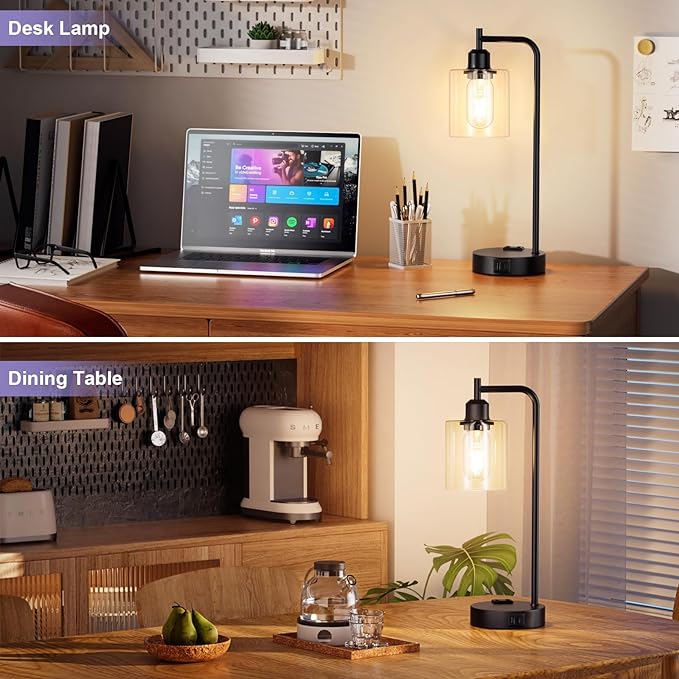 Industrial Touch Lamps for Nightstand Set of 2, 3-Way Dimmable Bedside Lamp | - Image 6