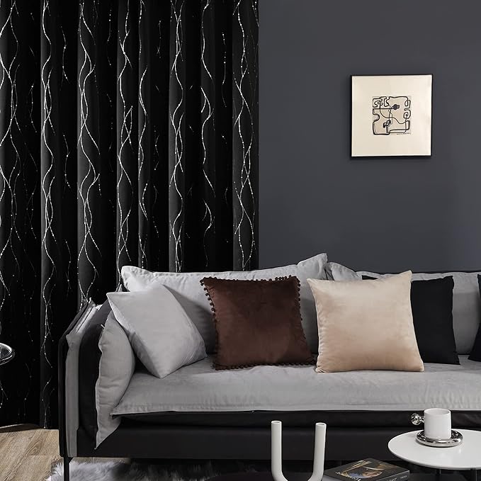 Deconovo Living Room Curtains 63 Inches Long, Thermal Insulated, Room Darkening - Image 3