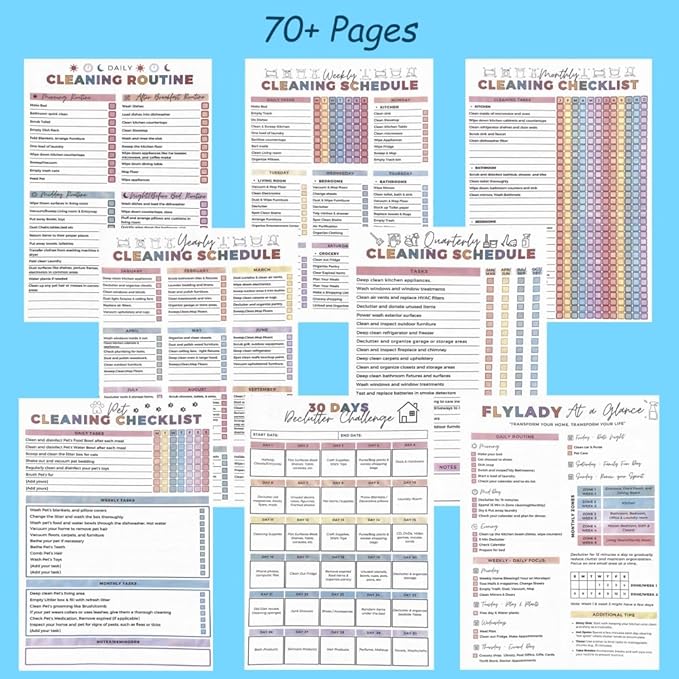 ADHD Cleaning Planner and Organizer, Spiral-Bound Home Management System with Daily, Weekly, Monthly Schedules, Chore Charts, Zone Cleaning Tasks, Laundry Checklist for Adults and Families