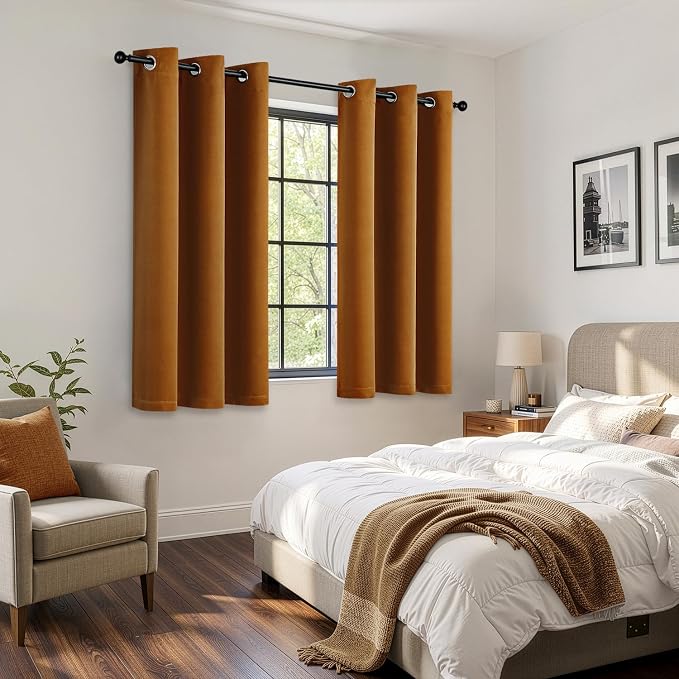 Gold Brown Blackout Curtains for Bedroom Living Room W40 x L63 Inch | 63 Inch - Image 5