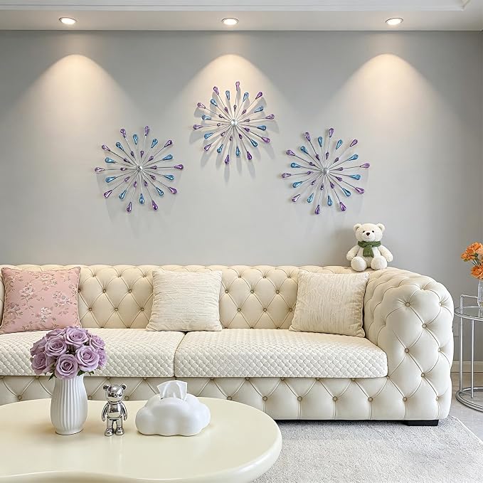 ZEXUIRU 3 Set Silver Starburst Wall Art - Image 6