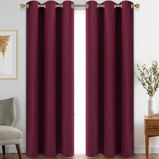 Diraysid Burgundy Red Grommet Blackout Curtains by Diraysid%2C+refresh+your+life