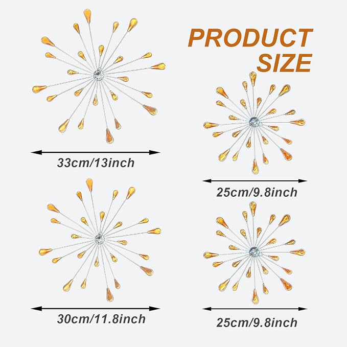 ZEXUIRU 4 Set Silver Starburst Wall Art - Image 3