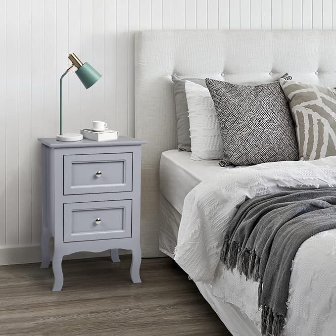 Bonnlo Gray Nightstand Set of 2, Nightstands - Image 7