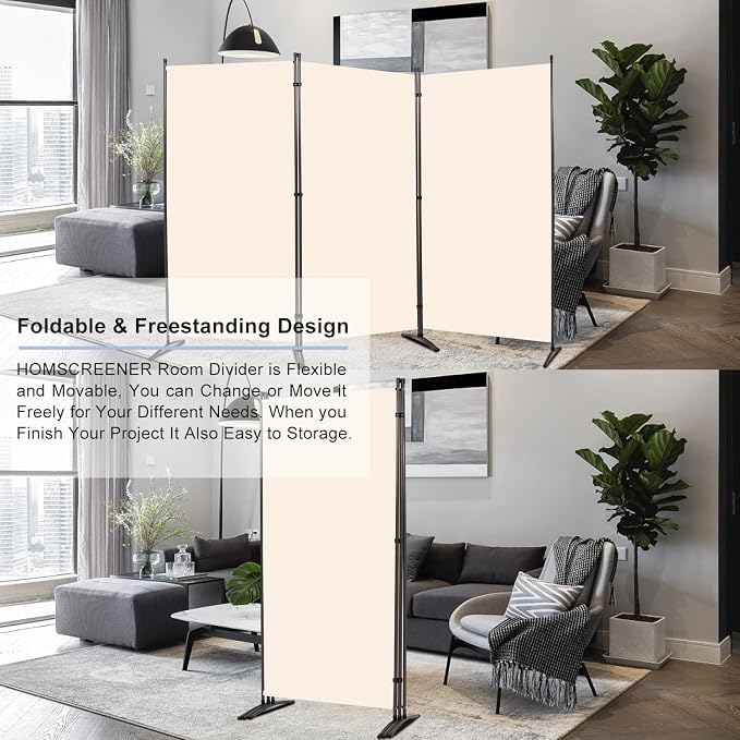 Room Divider 6FT Folding Privacy Screens, 3 Panel Partition Room Dividers | - Image 3