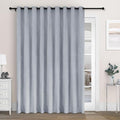 Macochico 100% Blackout Chenille Curtains for Sliding Door Thermal Insulated Noise Reducing Drapery for Living Room Bedroom Hotel, Grommet Curtains with Tieback, Gray Blue, 120" Wx96 L 1 Panel