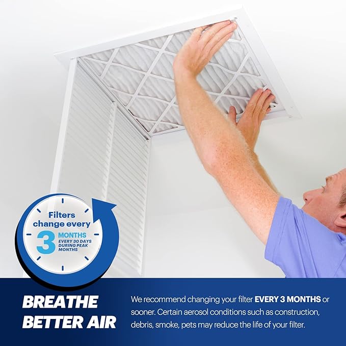 BNX TruFilter 16x24x1 Air Filter MERV 13 (4-Pack) - MADE IN USA - Electrostatic Pleated Air Conditioner HVAC AC Furnace Filters for Allergies, Pollen, Mold, Bacteria, Smoke, Allergen, MPR 1900 FPR 10