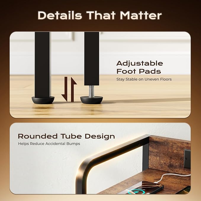 Huuger Nightstands Set of 2, Night Stand, Charging Station, USB-C Ports | 2 - Image 9