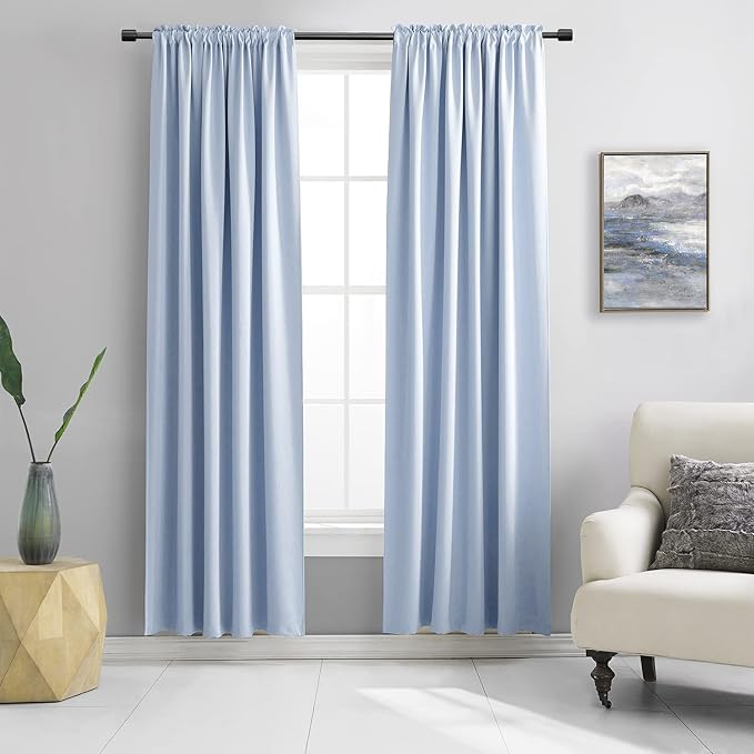 Baby Blue Window Treatment Thermal Insulated Rod Pocket Blackout Curtains/Drapes by DONREN