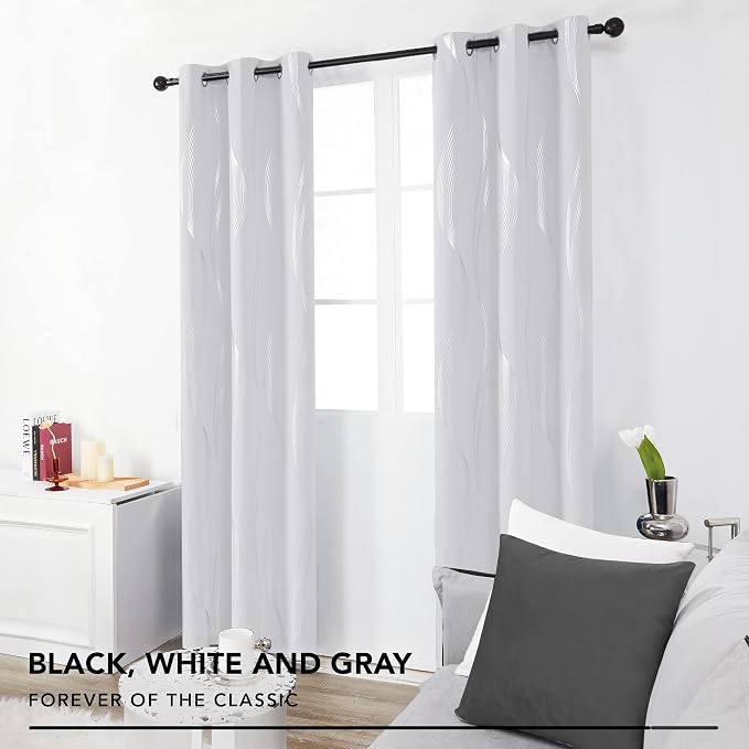Deconovo Curtains for Living Room, Pattern Blackout Curtains 84 Inches Long | - Image 3