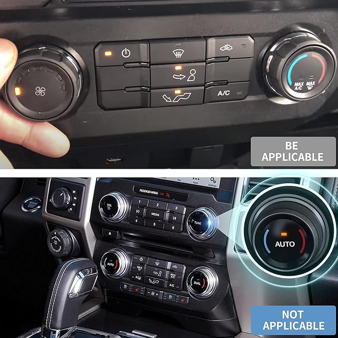 Knob Cover for F150 AC Climate Control Switch/Trailer/4WD/VOL/Tune Button Interior Center Console Trim Accessories Compatible with Ford F150 XLT 2016 2017 2018 2019 (Silver 6 Pcs)