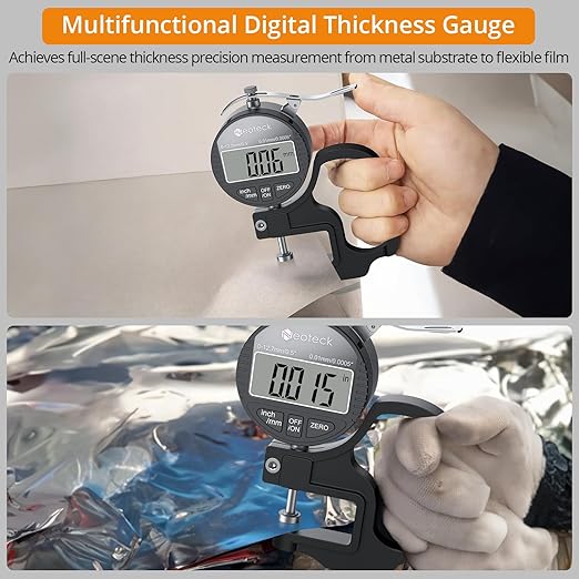 Neoteck Digital Thickness Gauge (Silver-Black, 0-0.5"/0.0005")