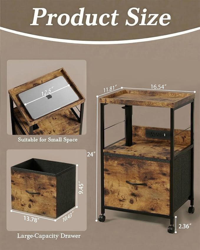 Faesun Swivel Lift Top Nightstand - Image 3