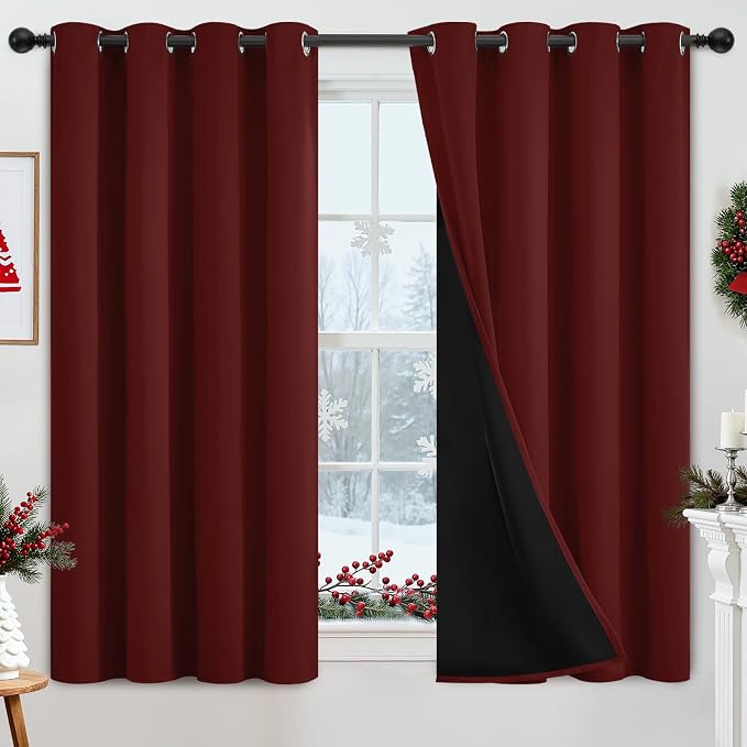 Yakamok Burgundy Red Blackout Curtains 54 Inch Length by Yakamok