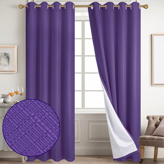 Diraysid 100% Blackout Curtains Purple Linen Curtains by Diraysid%2C+refresh+your+life