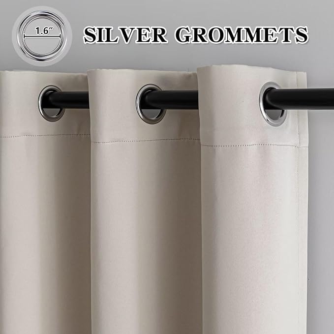 IGEMAEVE Blackout Curtains for Bedroom Grommets Cream 52" W x 84" L | Living - Image 3