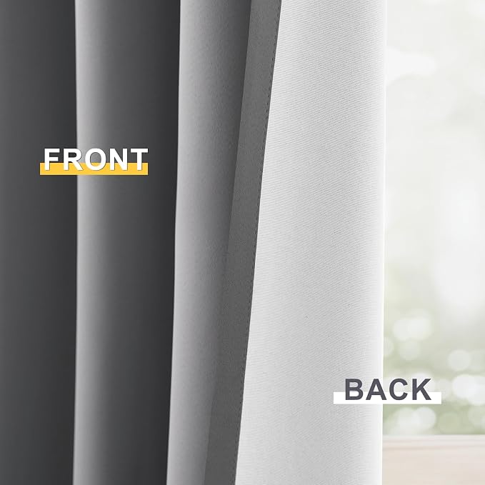 Yakamok Grey 100% Blackout Curtain Panels 96 inches, 2 Panels | Blackout - Image 6