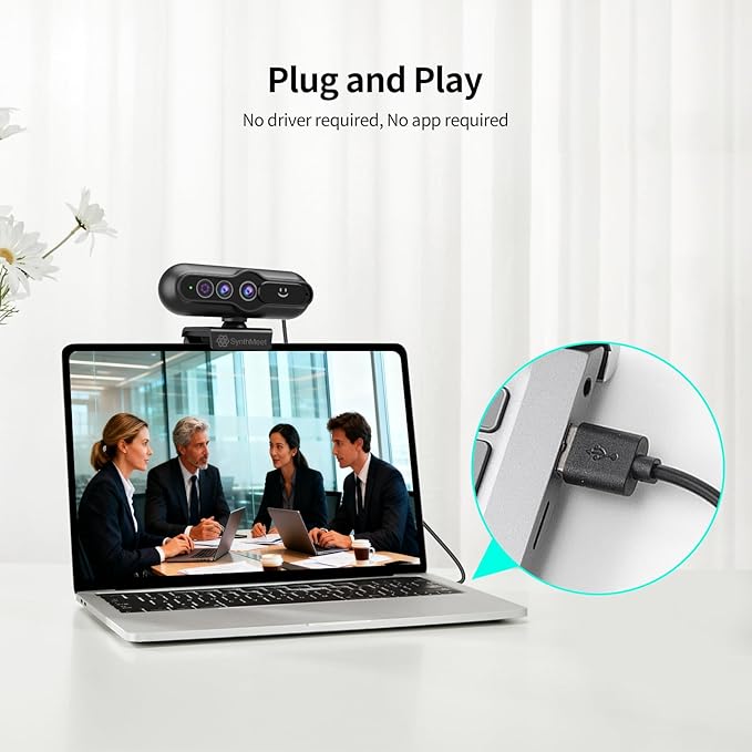 2K Windows Hello Webcam, Windows Hello Facial Recognition, 2K Camera Auto Light Correction, USB Webcam with Microphone, Wide Field of View, Privacy Cover, Works with Microsoft Teams, Zoom, Google Meet