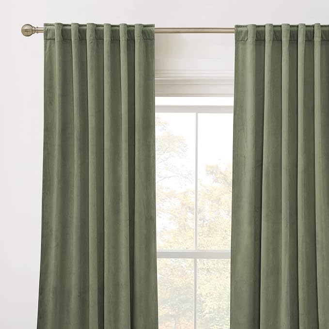 RYB HOME Sage Green Velvet Curtains 84 inches - Image 2