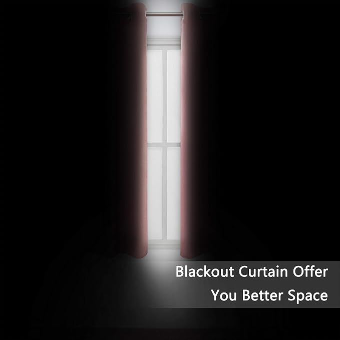 Pink Thermal Blackout Curtains/38 x 63 Inch/Set of 2 Panels Room Darkening - Image 3
