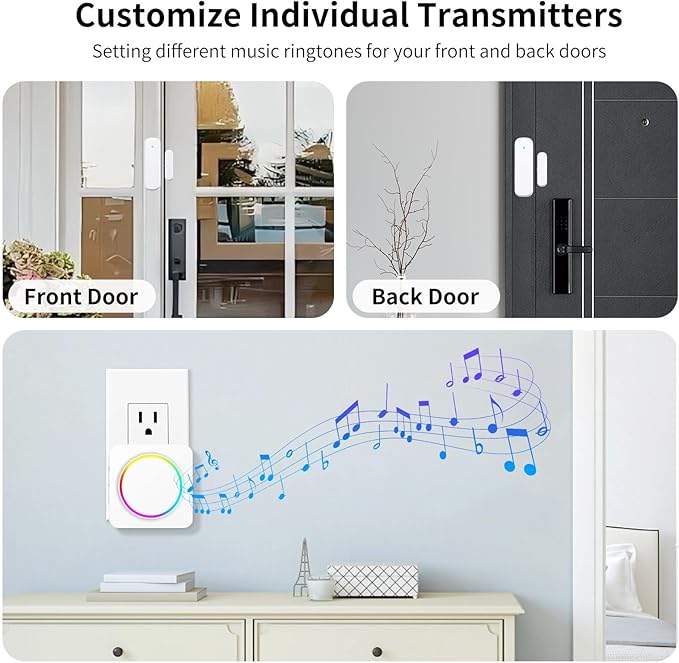 Door Chime, Door Sensor Chime When Door Opens, BITIWEND Door Entry Alarm for Business/Home/Office/Store, 600 FT Range, 32 Chimes 5 Adjustable Volume Door Ringer Alert 1Sensor + 2Receivers White