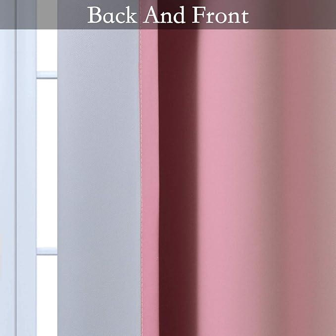 SimpleHome Ombre Pink to Grey White Curtains - Image 7