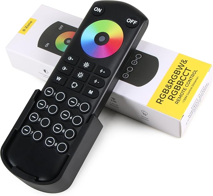 XXK RC05RFB RF Remoter, 8-Zone 2.4G Handheld RF Remote Control Compatible with RGBCCT RGBW CCT RGB LED Controller, 500ft Wireless Control 8 Channel Group Control for Home RGBCCT LED Strip Lights