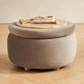 mopio Luna Round Ottoman with Storage and Tray, Round Coffee Table with Storage by MopioInc