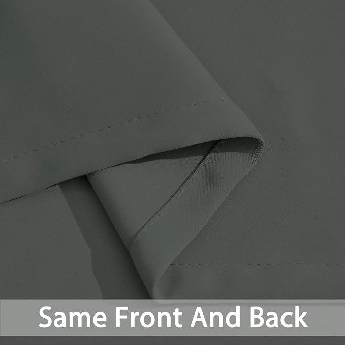 Yakamok Blackout Curtains 38x72 inch Dark Grey Thermal Drapes-Bedroom | 2 panels - Image 6