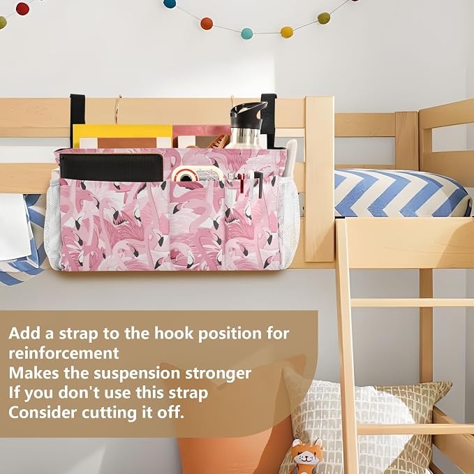 Pink Flamingo tag8 Bedside Caddy Storage Bag Bedside Organizer - Image 6
