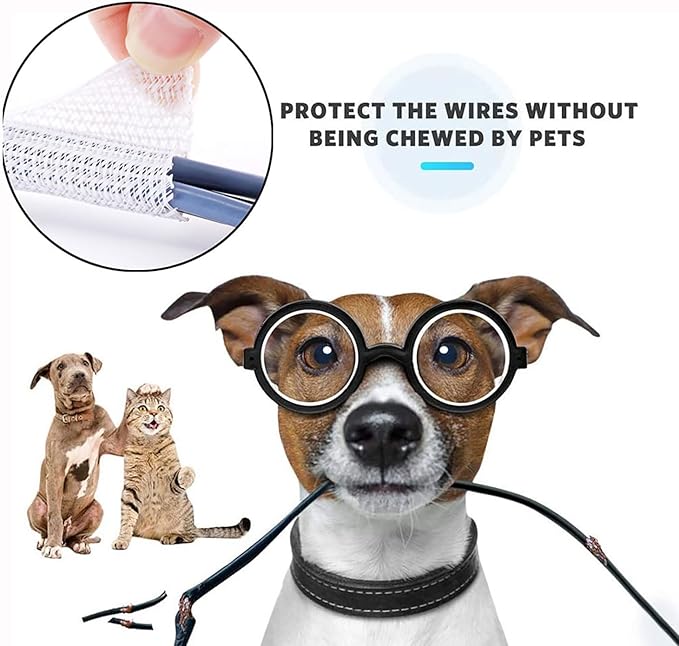 QCSIW 3/8"-50ft Braided Cable Sleeve Protector - Self-Wrapping Split Wire Loom for TV, Computer, Home Theater, Engine Bay - Heavy-Duty Cord Organizer, White
