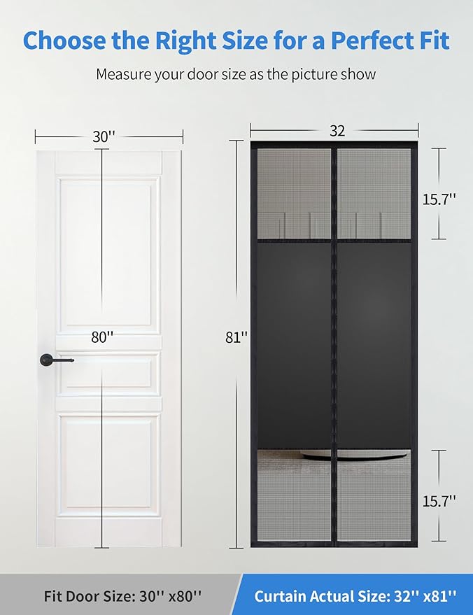 Magnetic Screen Door with Privacy Protection, PET Mesh Screen Fit - Image 2