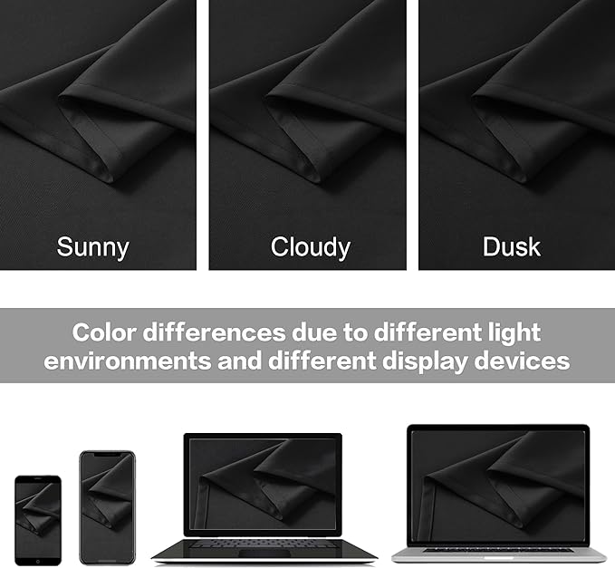 Pitch Black Blackout Curtains 63 Inch Length 2 Panels Set 52x63 | Insulated - Image 5