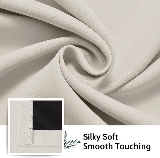 SimpleHome Cream 100% Blackout Curtains Room Darkening Living Room 45 Inch | - Image 7