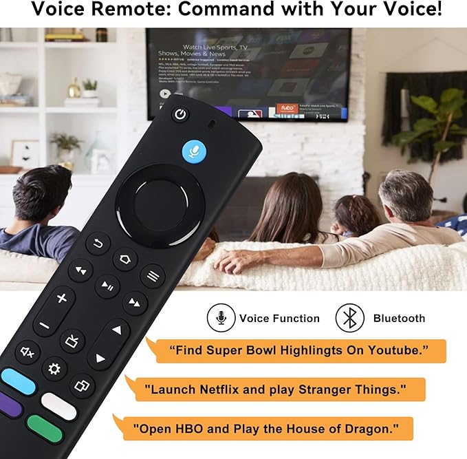 Replacement All Fire Smart TV Remote(Insignia, Toshiba, Onmi, Pioneer), Compatible for Fire Stick/Cube Remote(4K, 1st, 2nd, 3rd Gen, Life) with Voice