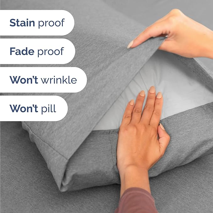 Twin 4 Piece Sheet Set - Cooling & Breathable - Hotel Luxury Bedding, Includes Fitted Sheet for Women, Men, Kids and Teens - 1 Flat, 1 Fitted Sheet, 2 Pillowcases with Deep Pockets - Heathered Grey