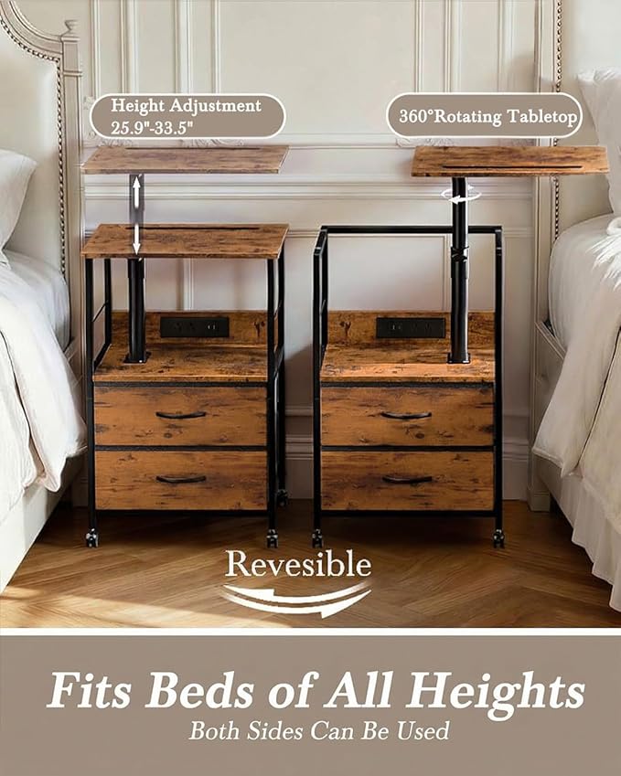 Faesun Swivel Lift Top Nightstand - Image 3
