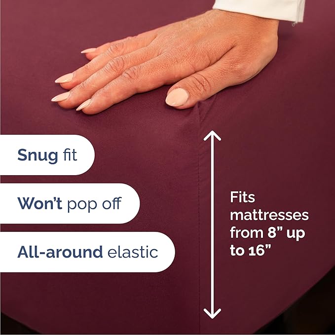 Cal King 6 Piece Sheet Set - Cooling, Comfy & Breathable - Hotel Luxury Bedding, Includes Fitted Sheet for Women, Men, Kids & Teens - 1 Flat, 1 Fitted Sheet, 4 Pillowcases w/Deep Pockets - Burgundy
