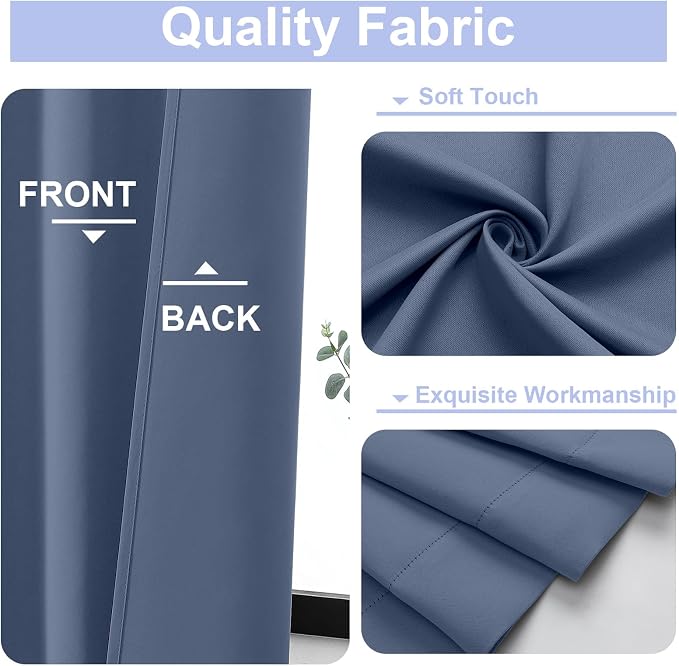 Simplebrand Ava Denim Blue Blackout Curtains - Image 3