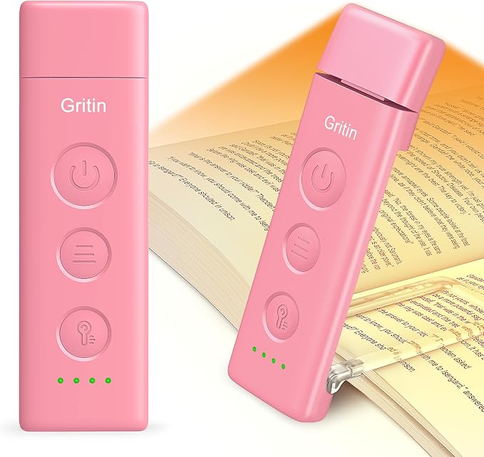 Gritin Book Light Rechargeable, Clip on LED Reading Light by Gritin