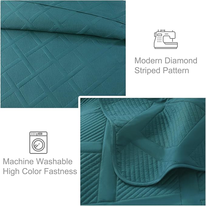 Exclusivo Mezcla Quilt King Size, Teal | Soft Bedspreads - Image 5
