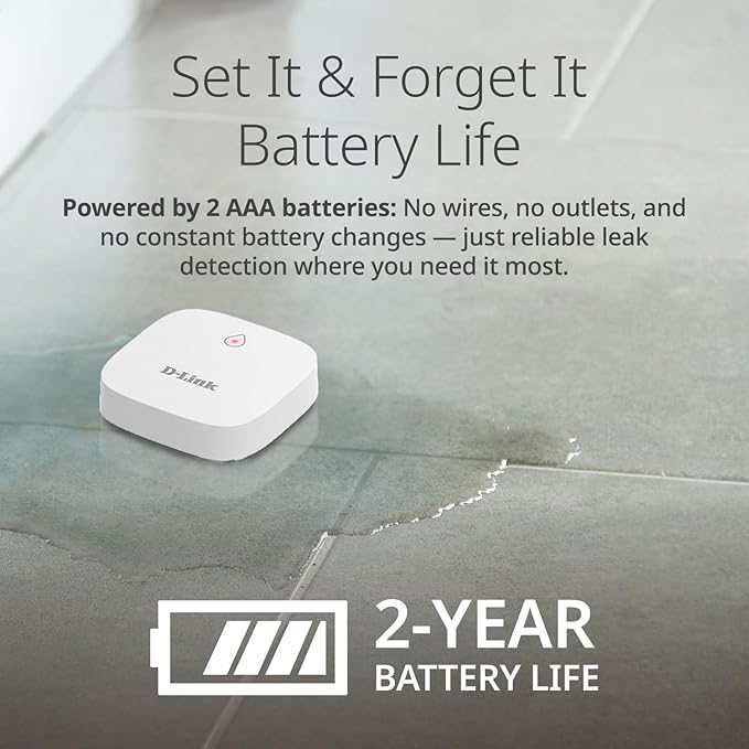D-Link Add-on Remote Battery-Powered Water Leak Sensing Pod, Long-Range, Compatible Only with SW-A11KT, Single and Multi-Pack (SW-A2)
