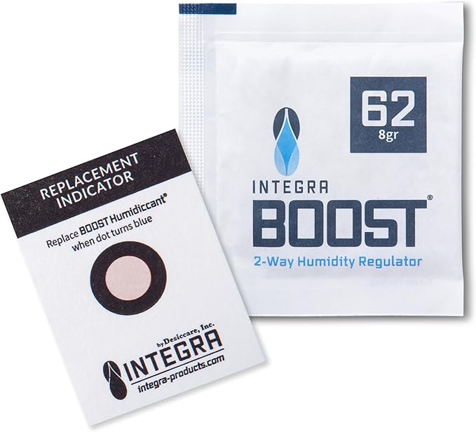 Integra Boost 2-Way Humidity Control Pack - Preserve Flavor & Control Humidity at 62% RH - Moisture Absorber for Herbs, Spices & More - 8 Gram (Pack of 50)