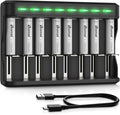 BONAI AAA Rechargeable Batteries, 8 Pack 1100mAh NiMH Batteries with Smart Universal Battery Charger