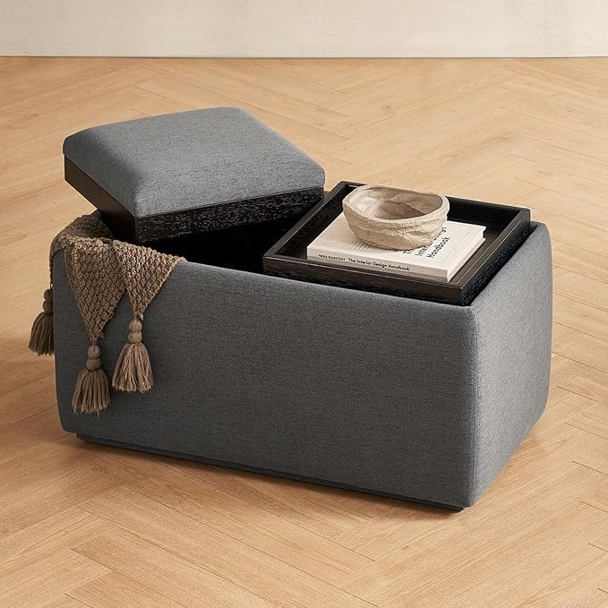 mopio Levi Storage Bench with Reversible Tray, Modern Storage Coffee Table by MopioInc